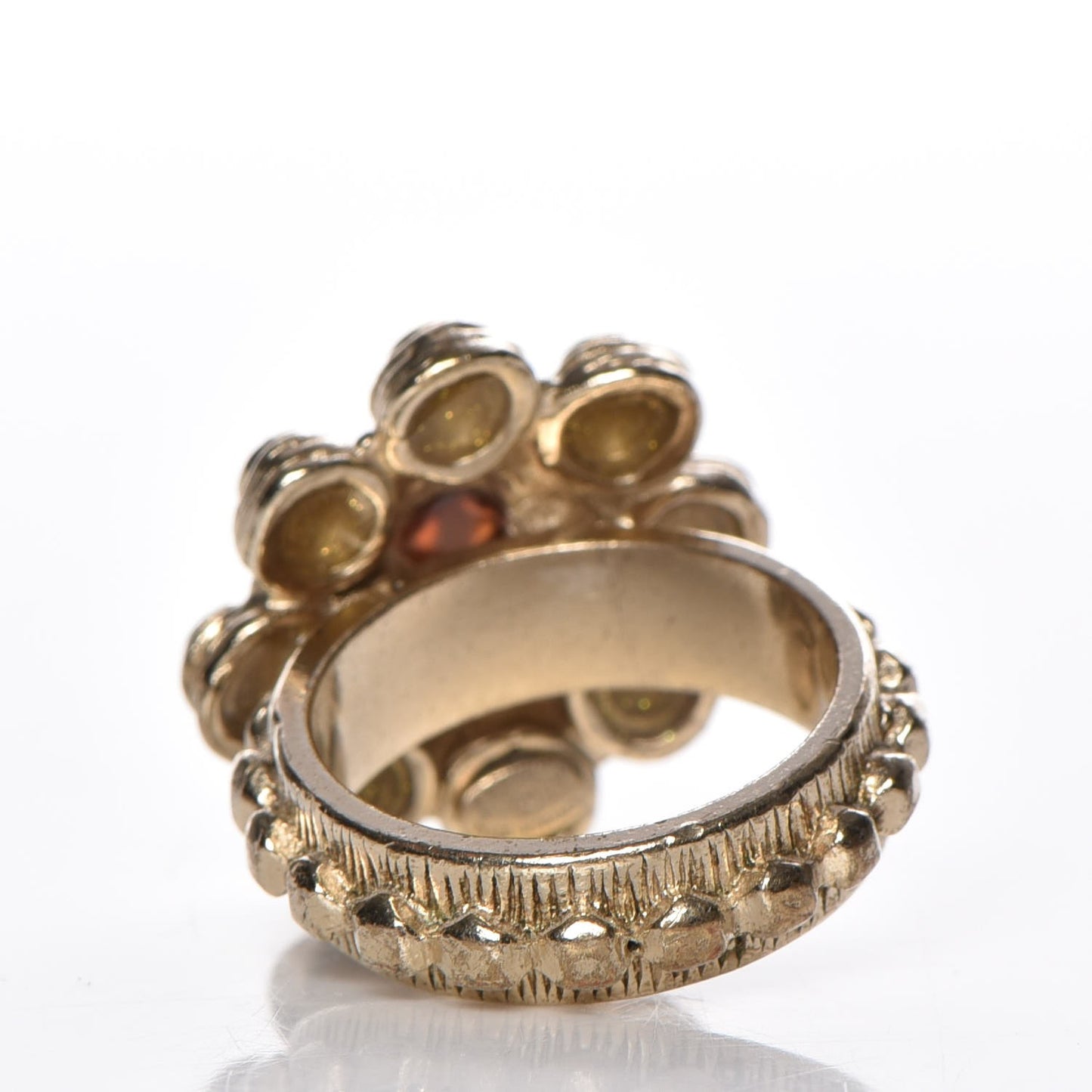 Gripoix Studded CC Ring 7 Gold