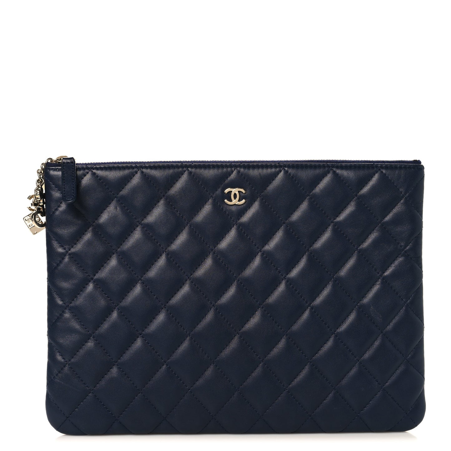 Lambskin Quilted Medium Casino Beauty CC Cosmetic Case Navy