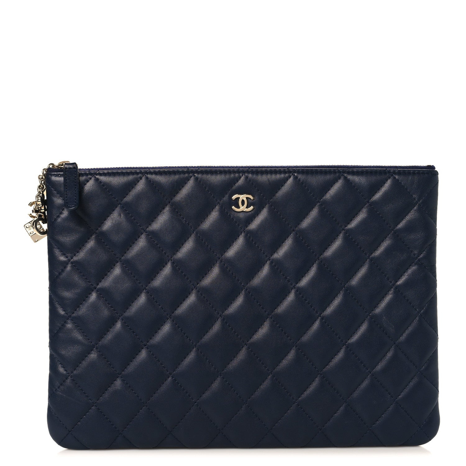 Chanel Lambskin Quilted Medium Casino Beauty CC Cosmetic Case Navy 1 of 9