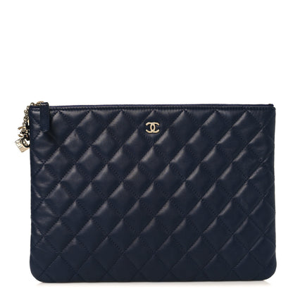 Chanel Lambskin Quilted Medium Casino Beauty CC Cosmetic Case Navy 1 of 9