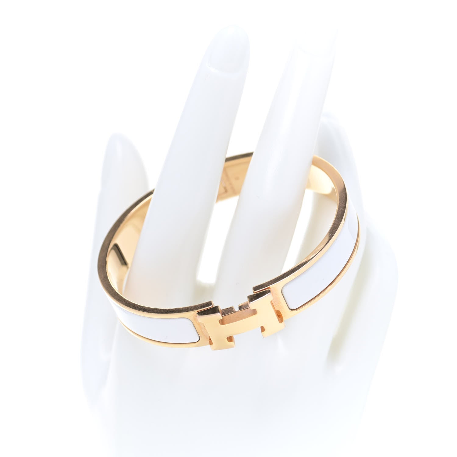 Hermes Enamel Narrow Clic Clac H Bracelet GM White 3 of 5