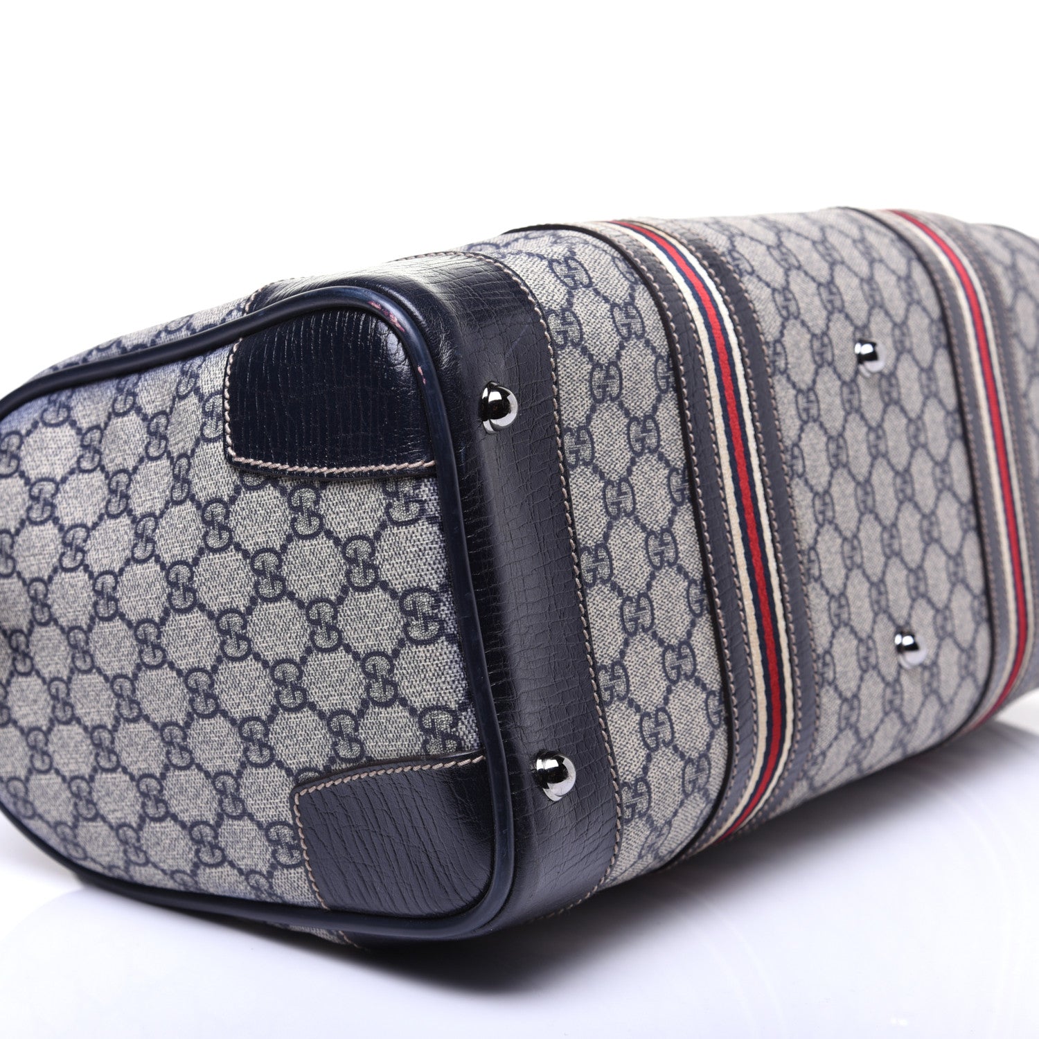 Gucci GG Supreme Monogram Web Large Carry On Duffle Bag Navy 6 of 14