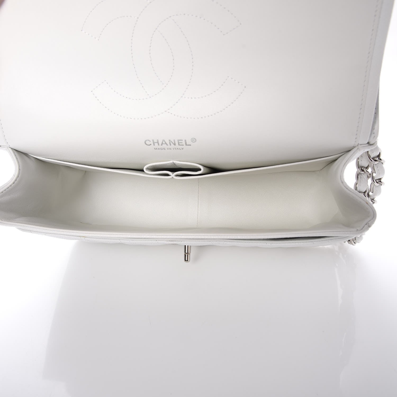 Chanel Caviar Quilted Jumbo Double Flap White 7 of 8