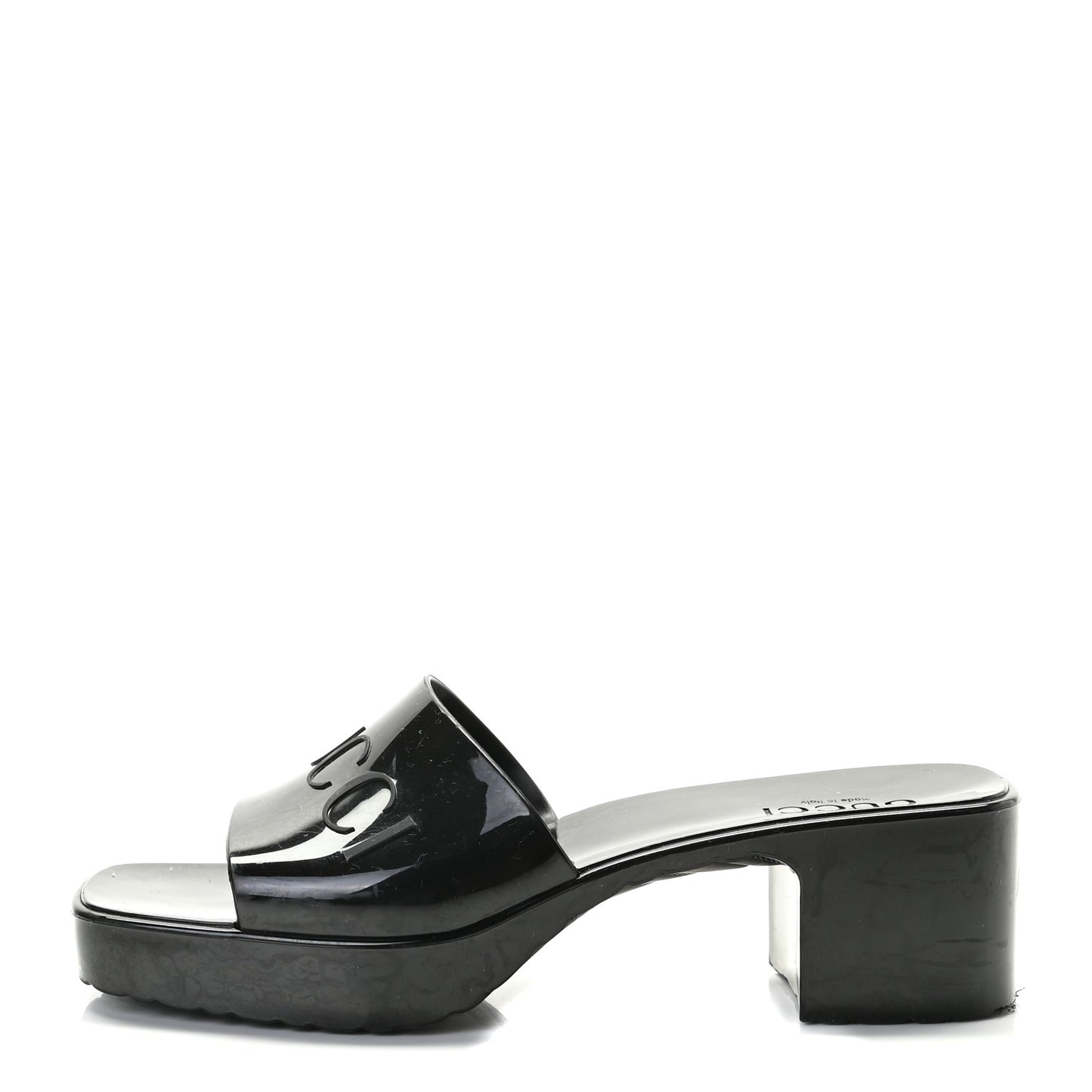 Rubber Gucci Logo Womens Platform 20/60mm Slide Sandals 41 Black