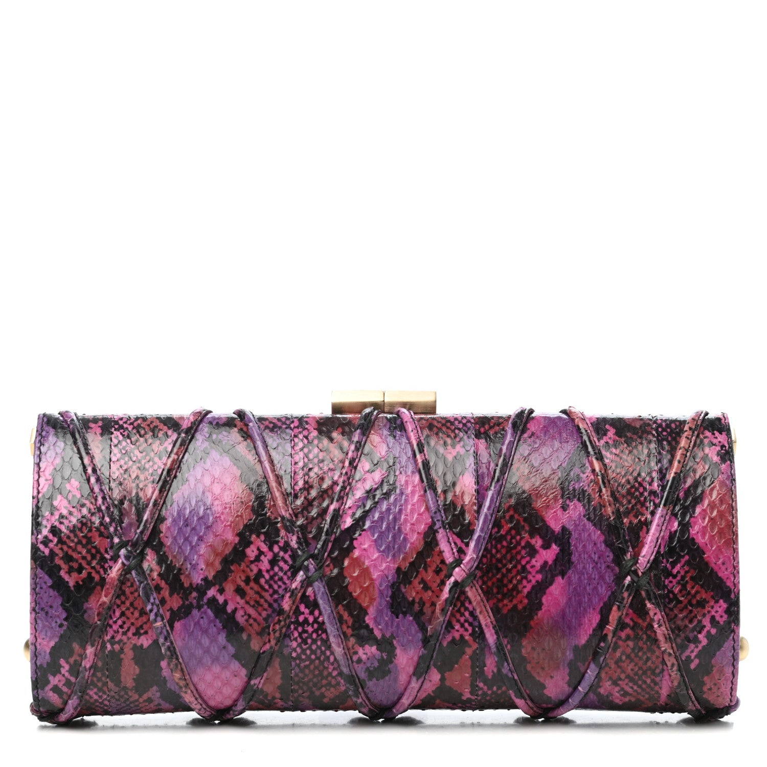 Jimmy Choo Elaphe Snakeskin Small Knotted Tube Evening Clutch Pink 1 of 6