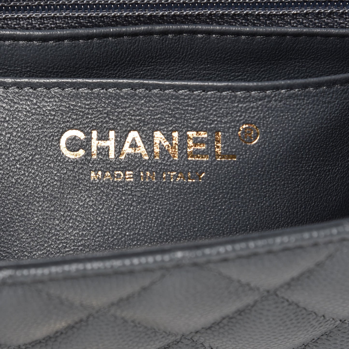 Caviar Quilted Mini Rectangular Flap Dark Grey