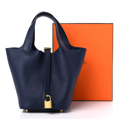 Hermes Taurillon Clemence Picotin Lock 18 PM Bleu Nuit 9 of 9