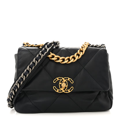 Chanel Goatskin Quilted Medium Chanel 19 Flap Navy Blue 1 of 11