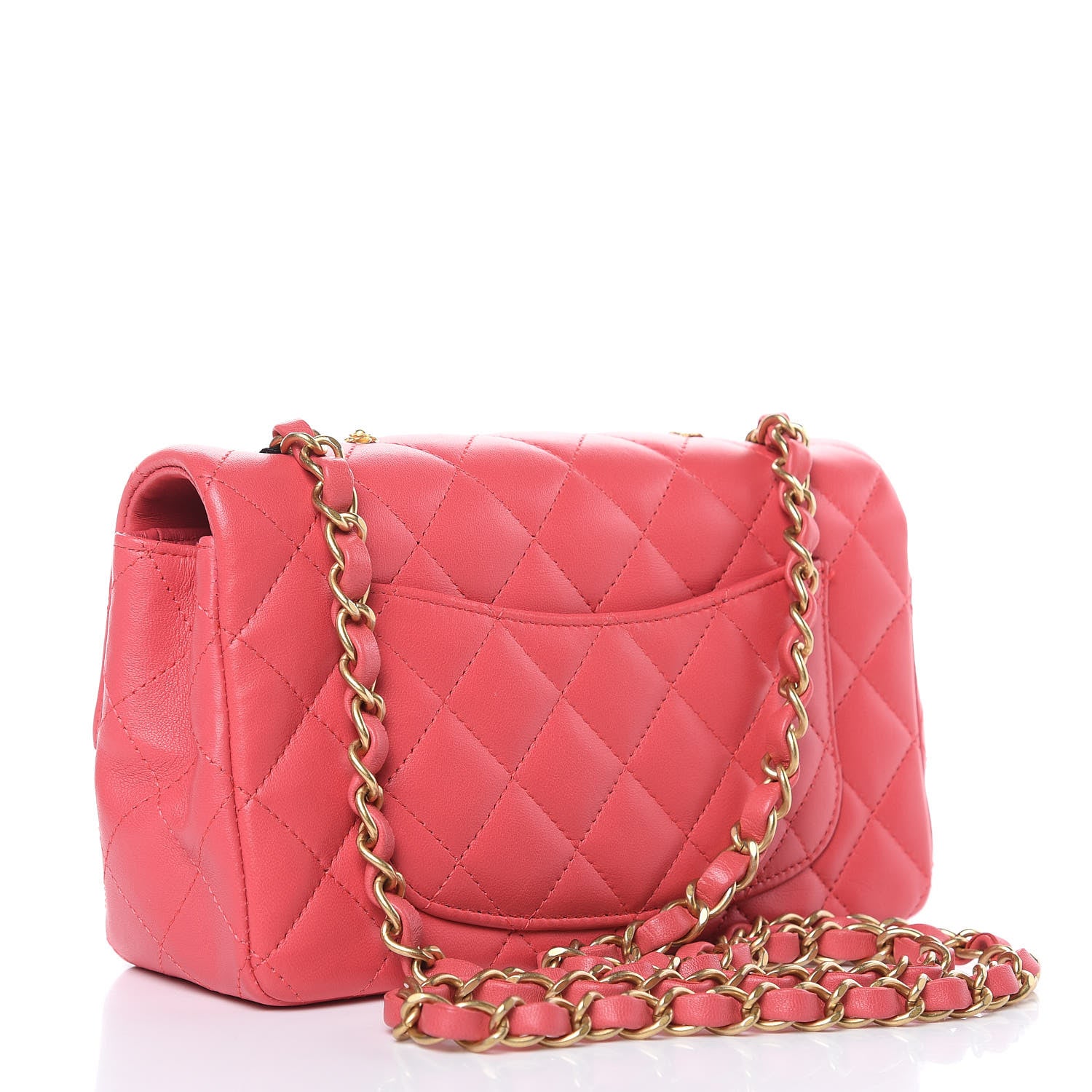 Chanel Lambskin Quilted Studded Mini Rectangular Flap Pink 3 of 9