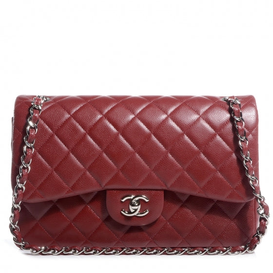Chanel Caviar Jumbo Double Flap Dark Red 1 of 8