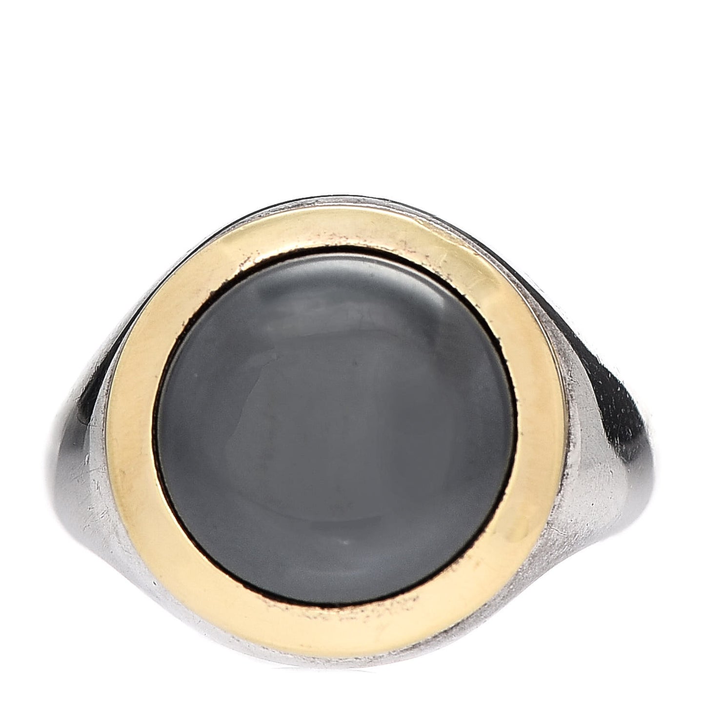 Sterling Silver 18K Yellow Gold Hematite Ring 48 4.5