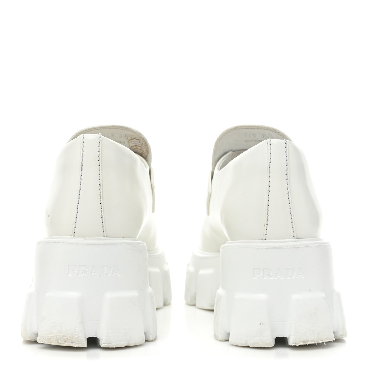 Spazzolato Metal Triangle Logo Monolith Pointy 55mm Loafers 39 White