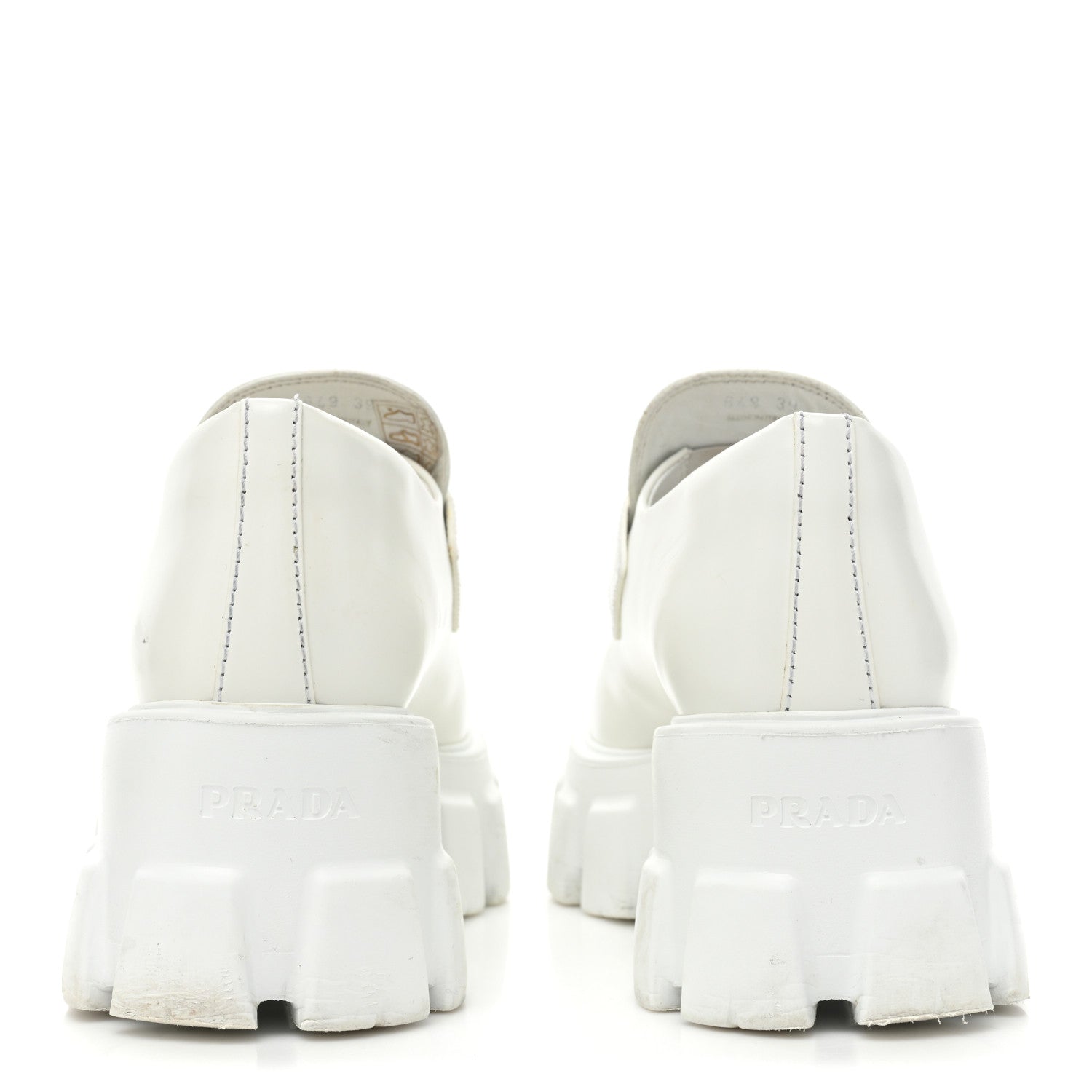 Prada Spazzolato Metal Triangle Logo Monolith Pointy 55mm Loafers 39 White 4 of 14