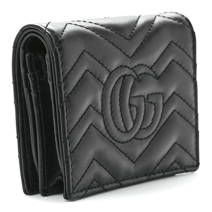 Gucci Calfskin Matelasse GG Marmont Card Case Wallet Black 3 of 12