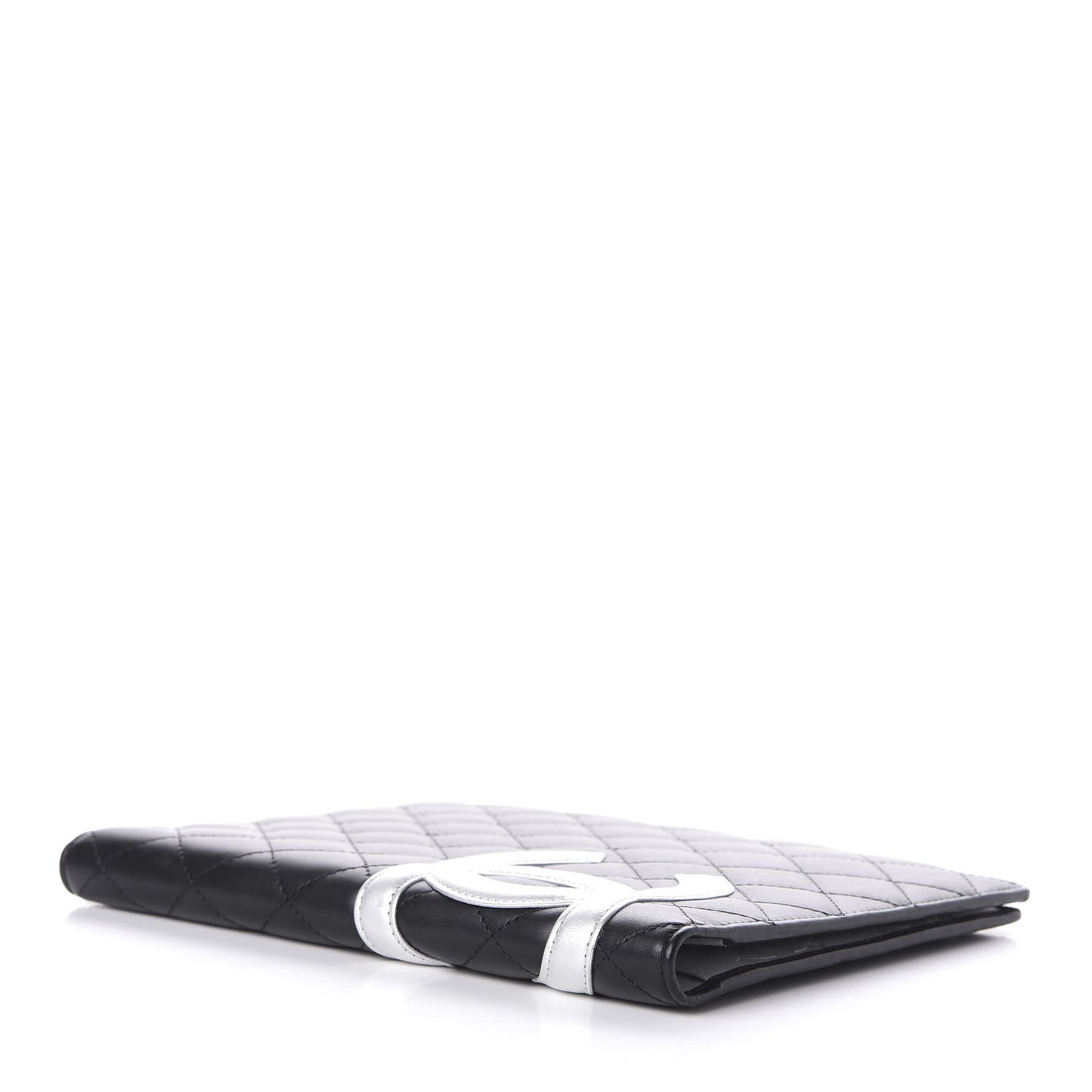 Calfskin Quilted Large Cambon Agenda Planner Black Silver