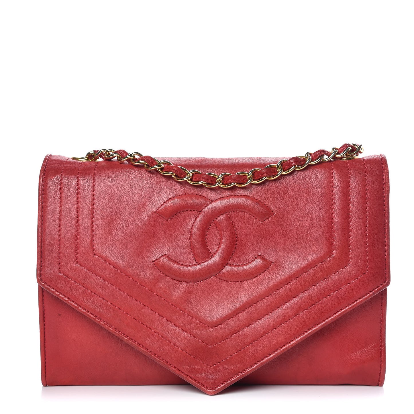 Lambskin CC Envelope Single Flap Red
