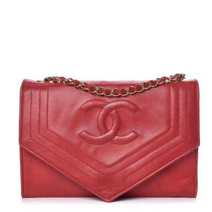 Chanel Lambskin CC Envelope Single Flap Red 1 of 25