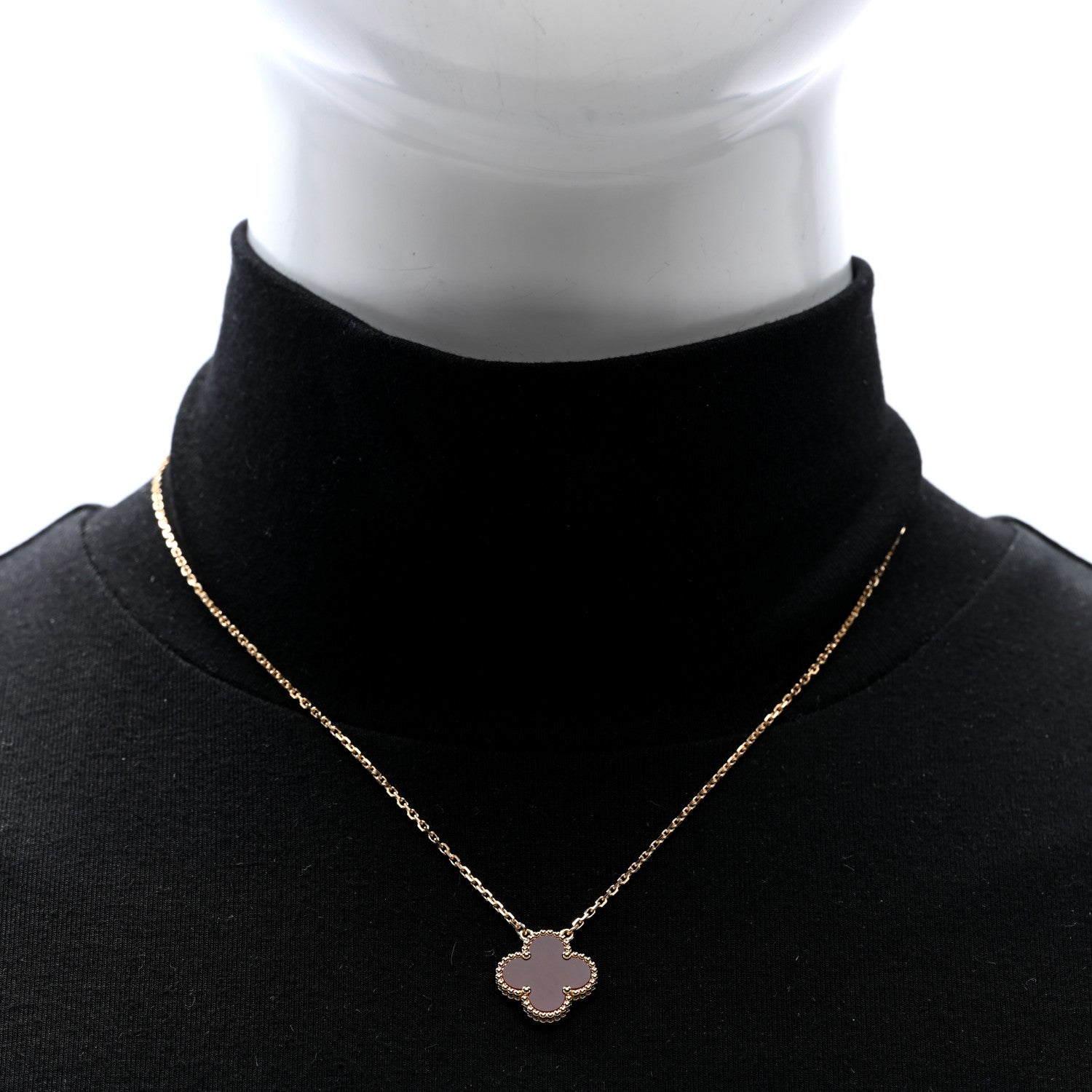 Van Cleef & Arpels 18K Yellow Gold Carnelian Vintage Alhambra Pendant Necklace 2 of 5