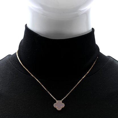 Van Cleef & Arpels 18K Yellow Gold Carnelian Vintage Alhambra Pendant Necklace 2 of 5