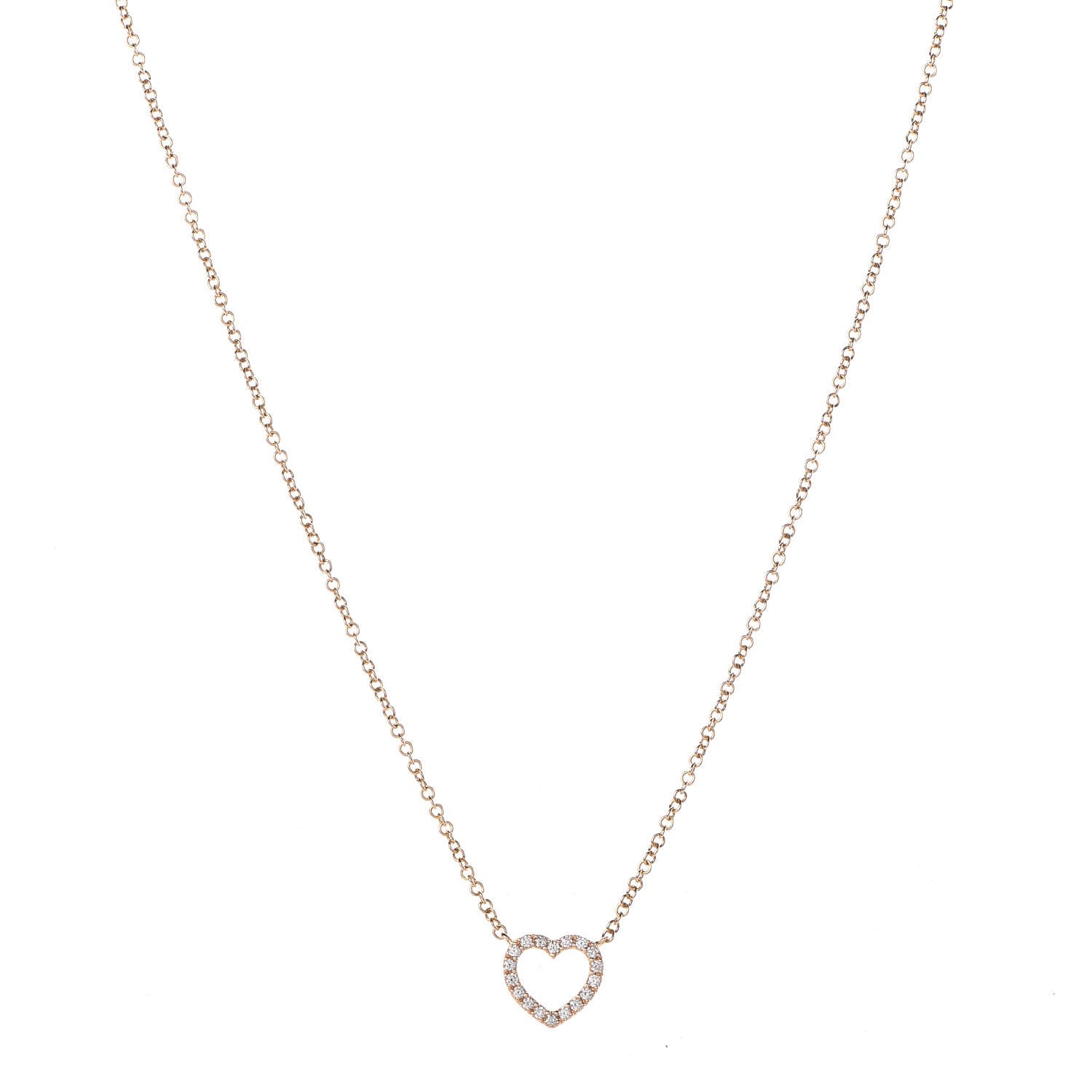 Tiffany 18K Yellow Gold Diamond Metro Heart Pendant Necklace 1 of 6