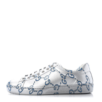 Gucci Miro Rubber Wax GucciGhost Print Mens New Ace Sneakers 5 Silver 1 of 10