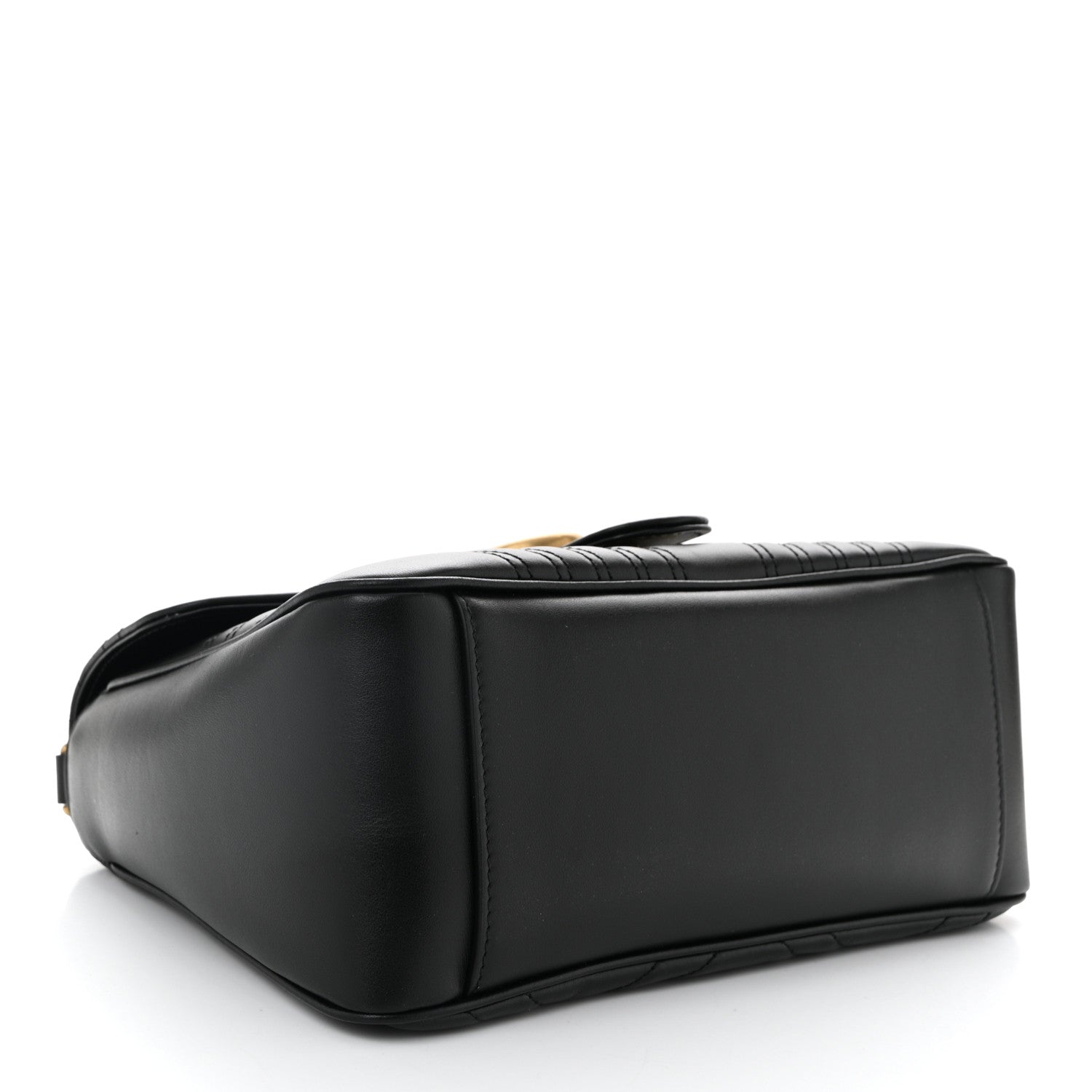 Gucci Calfskin Matelasse Small GG Marmont Top Handle Shoulder Bag Black 4 of 10