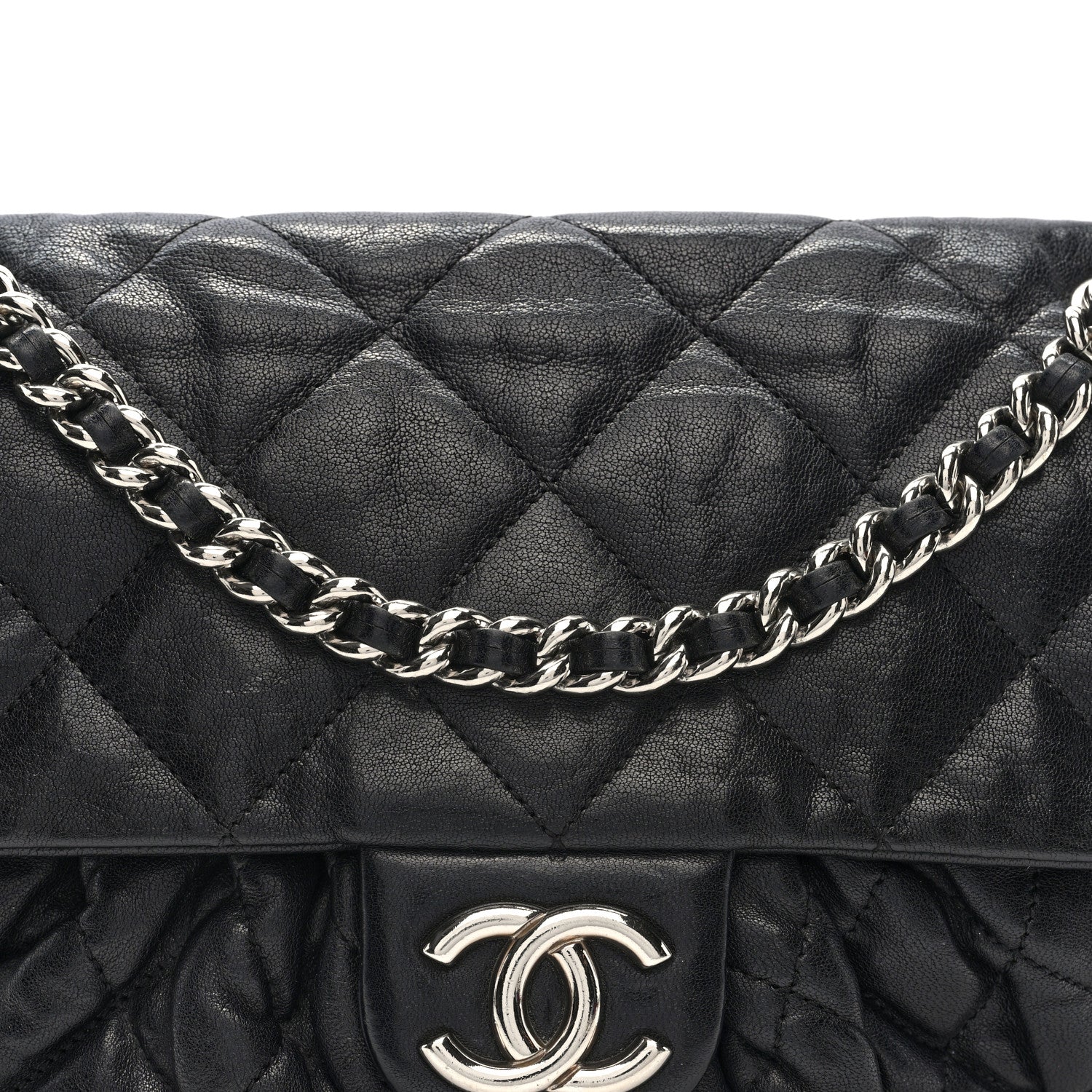 Chanel Washed Lambskin Quilted Medium Chain Around Messenger Black 8 of 10