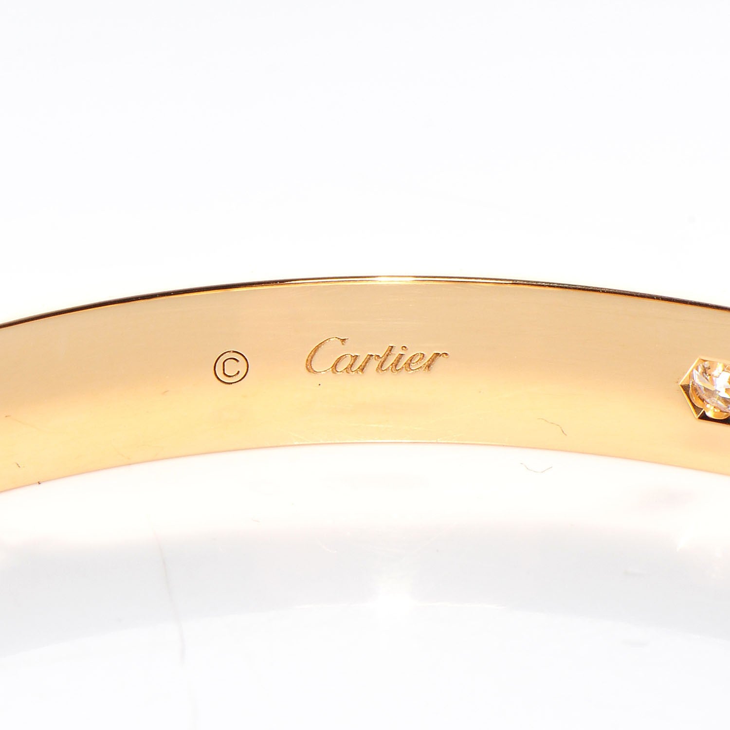 Cartier 18K Yellow Gold 4 Diamond LOVE Bracelet 19 4 of 6
