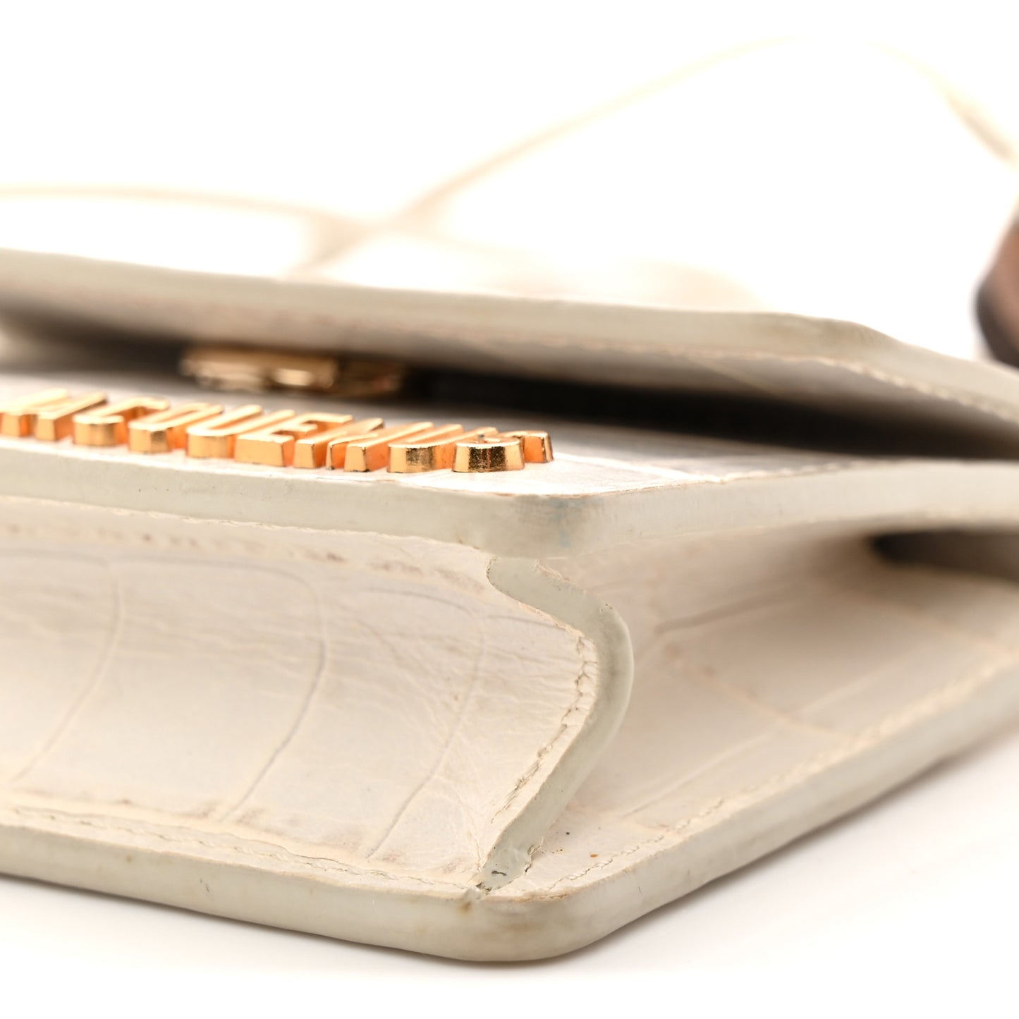 Calfskin Crocodile Embossed Le Riviera White