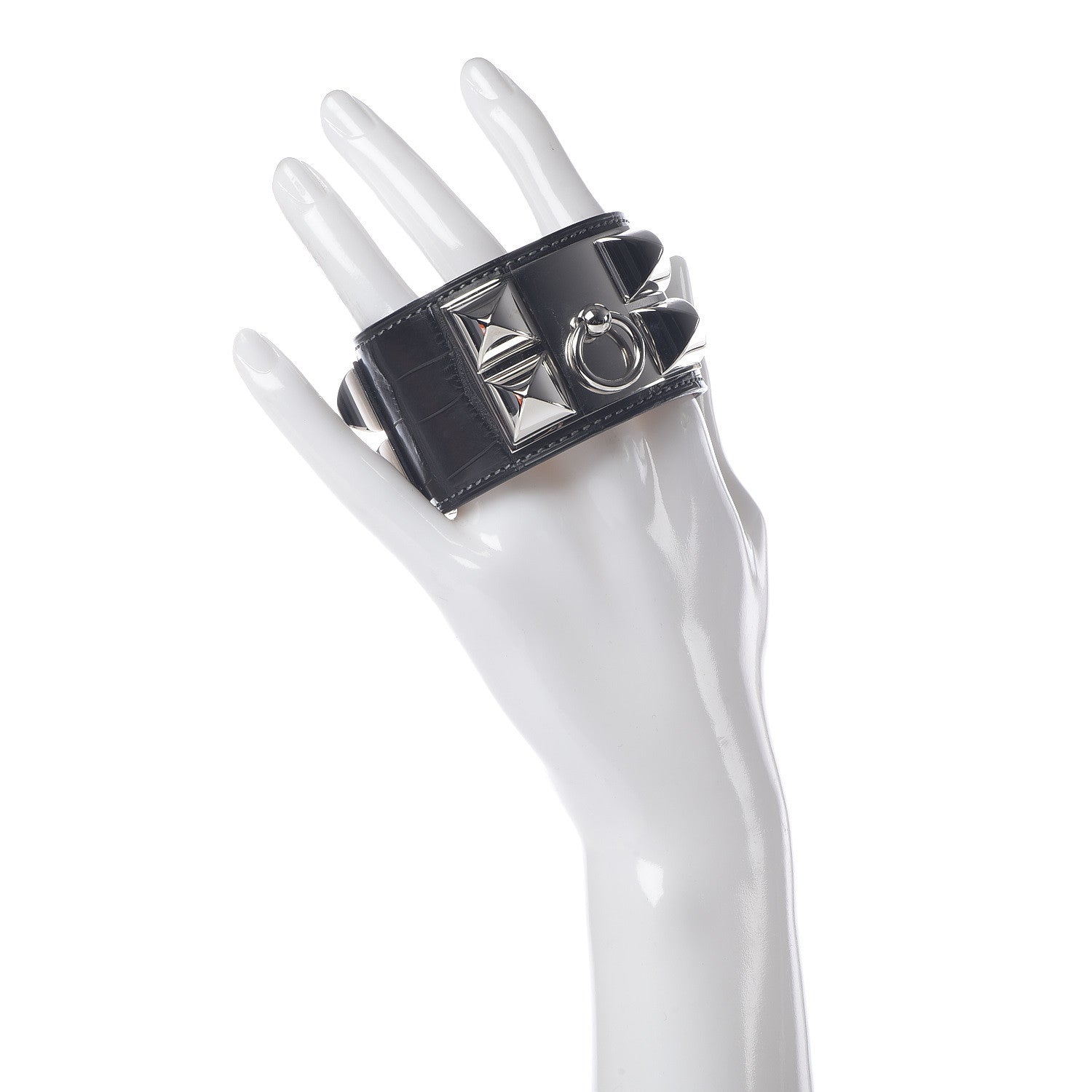 Hermes Matte Alligator Collier De Chien CDC Bracelet S Graphite 2 of 7