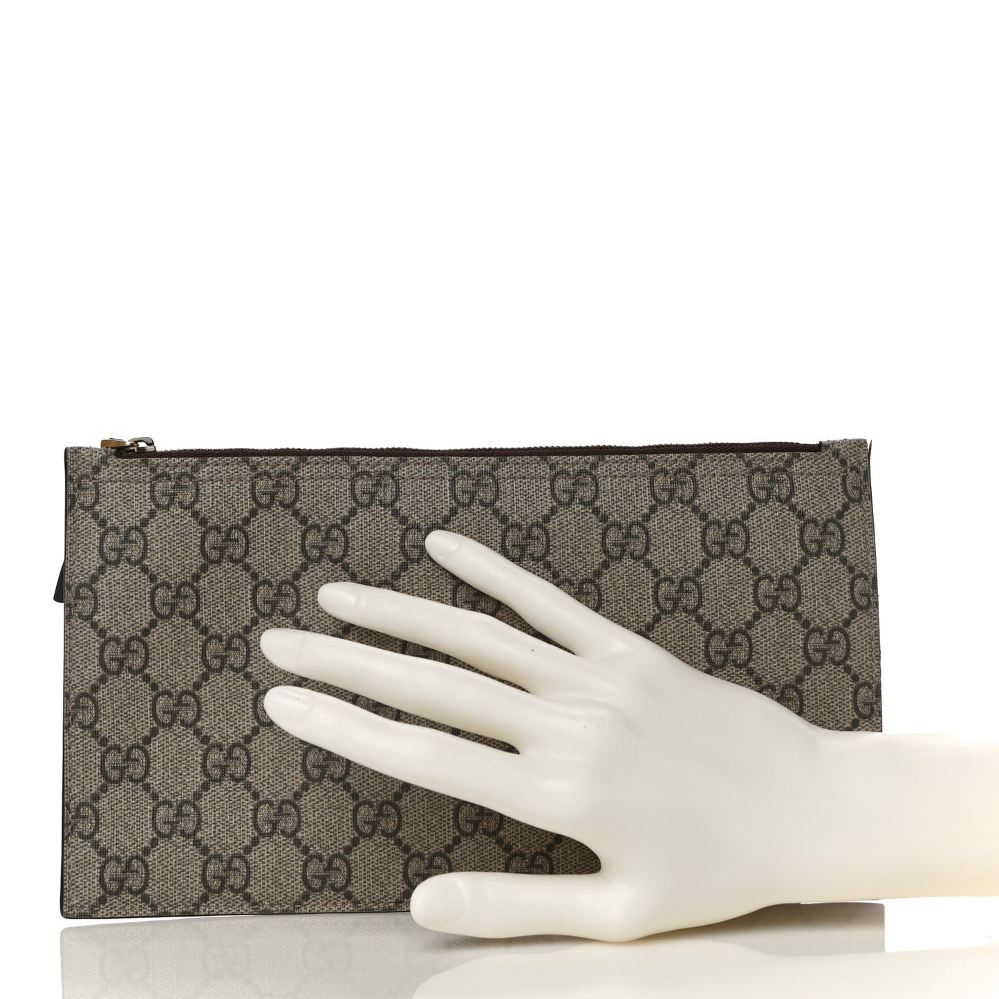 GG Supreme Monogram Large Ophidia Wristlet Pouch Beige New Acero