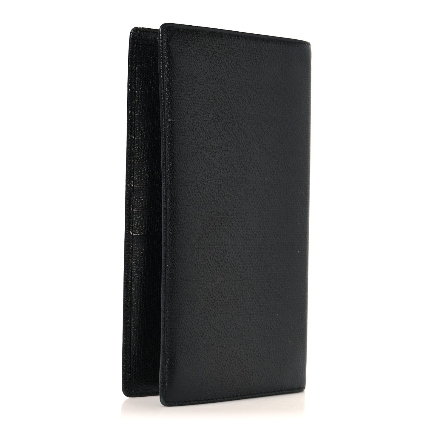 Grained Calfskin CC Button Yen Wallet Black