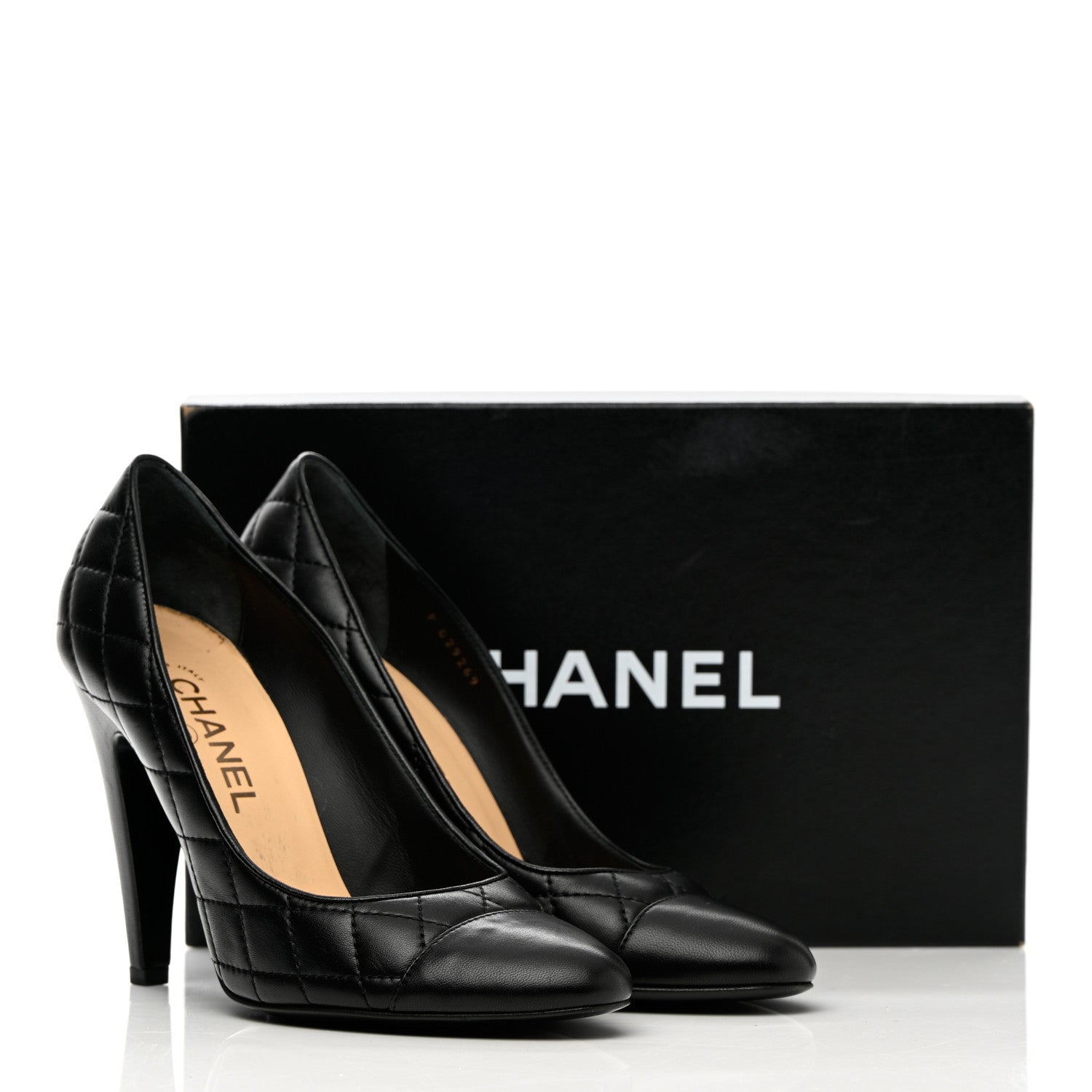 Chanel Lambskin Quilted Cap Toe Pumps 39 Black 11 of 11
