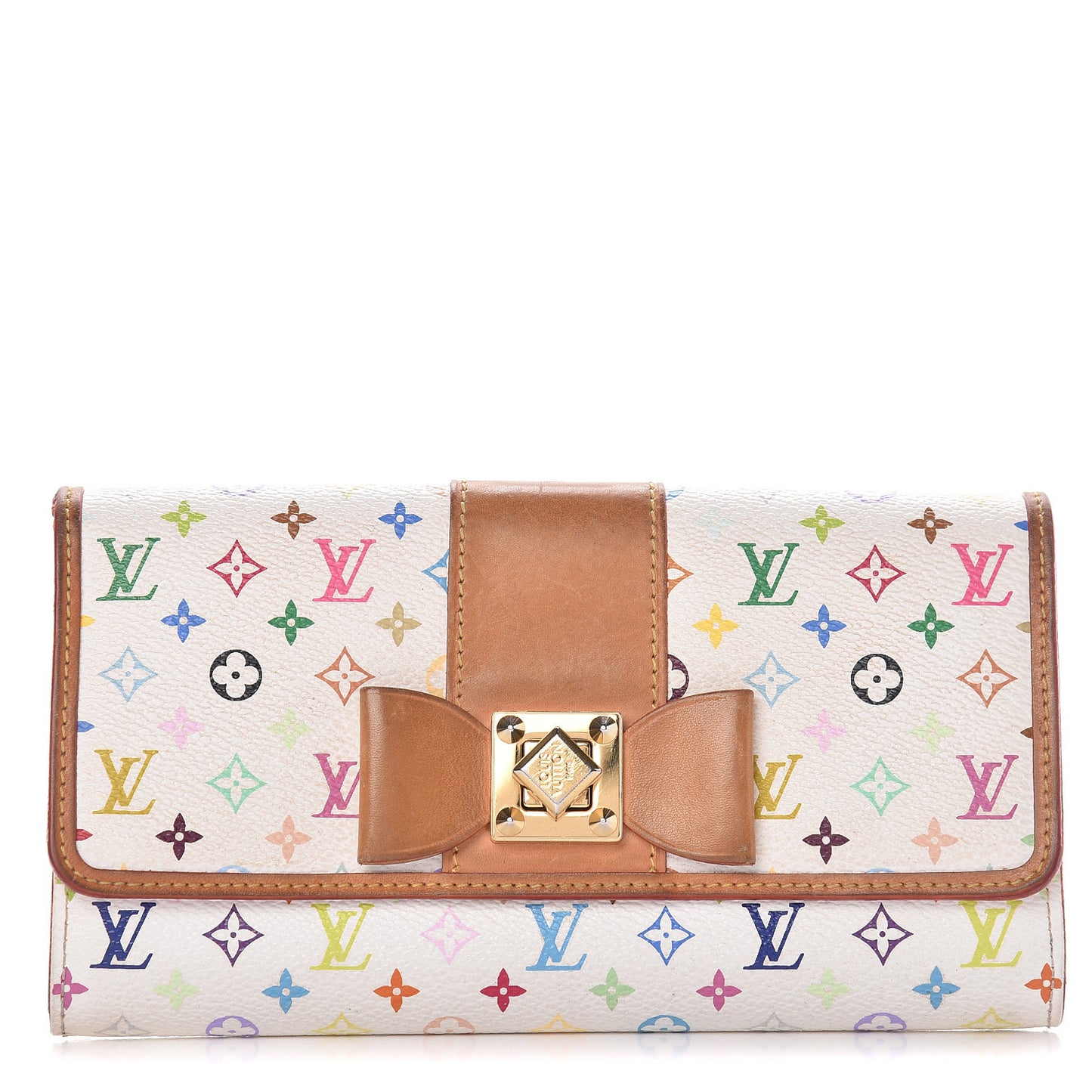 Monogram Multicolor Sarah Noeud Wallet White Litchi