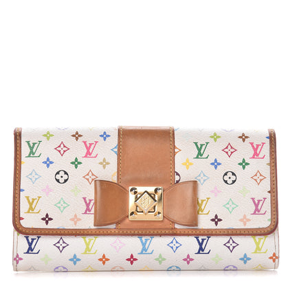 Louis Vuitton Monogram Multicolor Sarah Noeud Wallet White Litchi 1 of 15