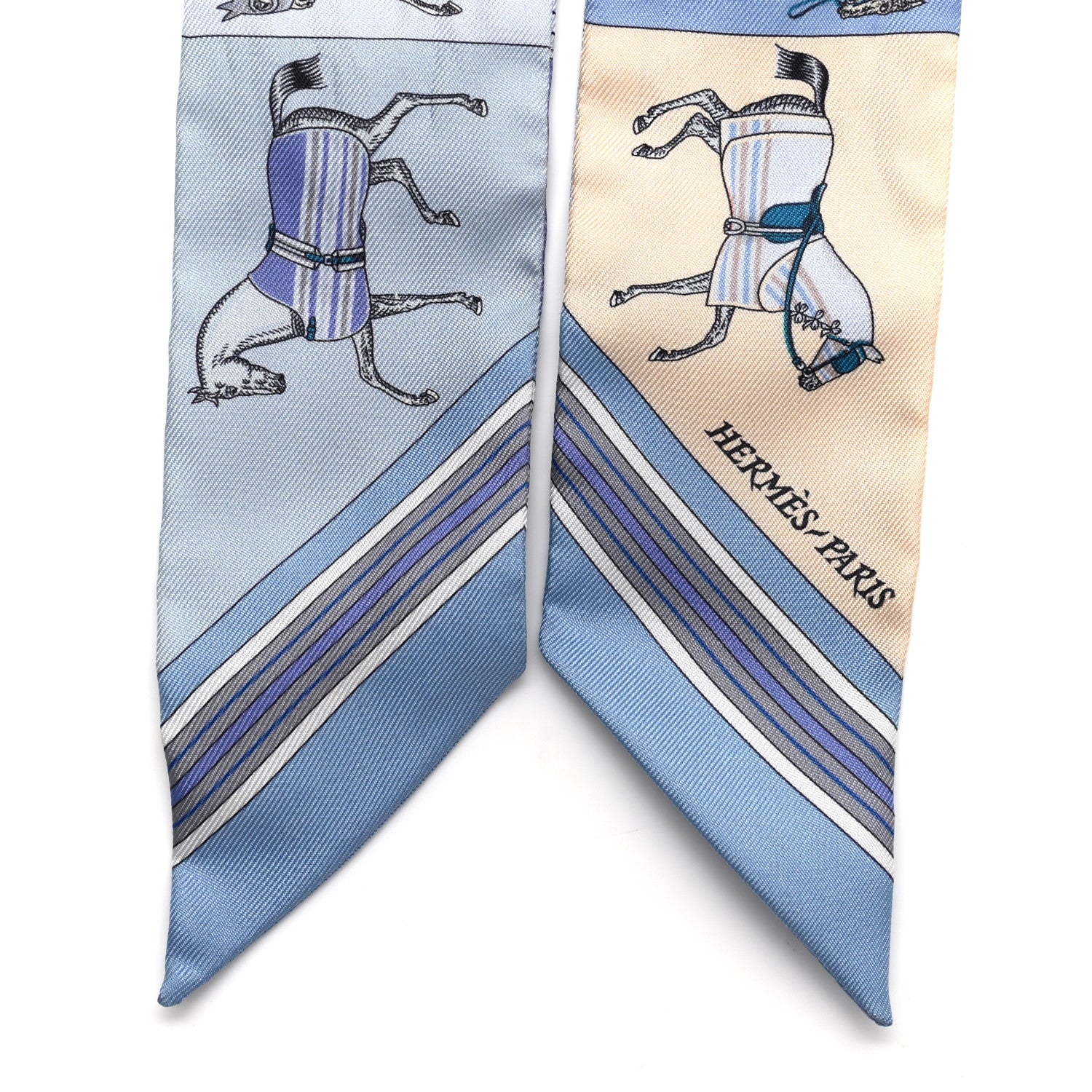 Hermes Silk Couvertures Nouvelles Twilly Menthe Ciel Marine Sable 2 of 5