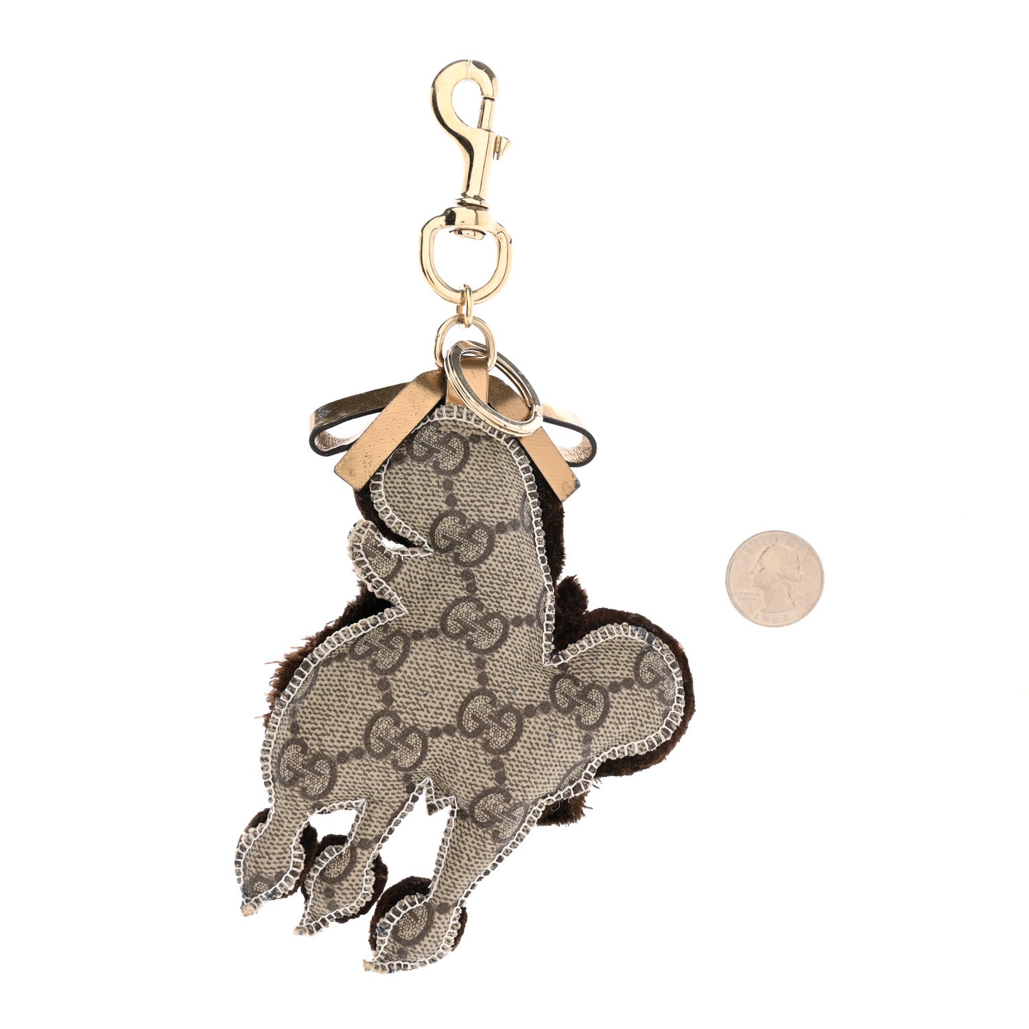 Gucci GG Supreme Monogram Lulu French Poodle Bag Charm Brown 2 of 8