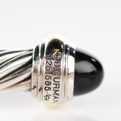David Yurman Sterling Silver 14K Yellow Gold Black Onyx 7mm Cable Classics Bracelet 5 of 6