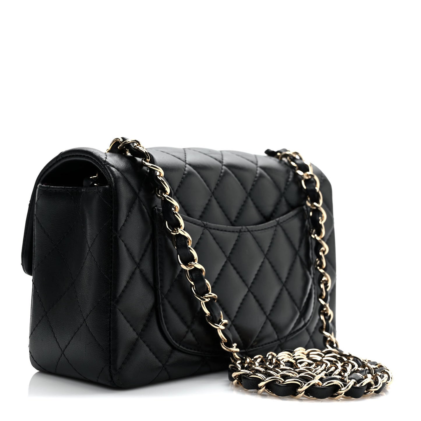 Lambskin Quilted Mini Rectangular Flap Black