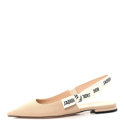 Christian Dior Technical Canvas Ribbon J'Adior Slingback Ballet Flats 36 Powder Nude 1 of 11