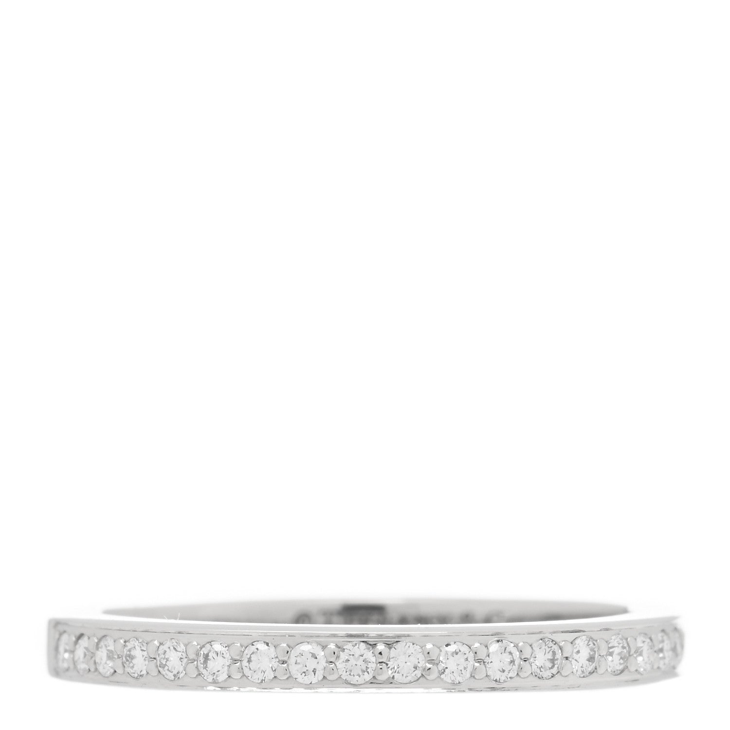 Tiffany Platinum Diamond Grace Half Circle Wedding Band Ring 54 7 1 of 4