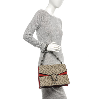 Gucci GG Supreme Monogram Suede Cudu Medium Dionysus Shoulder Bag Beige Ebony Vulcanic Red 2 of 7