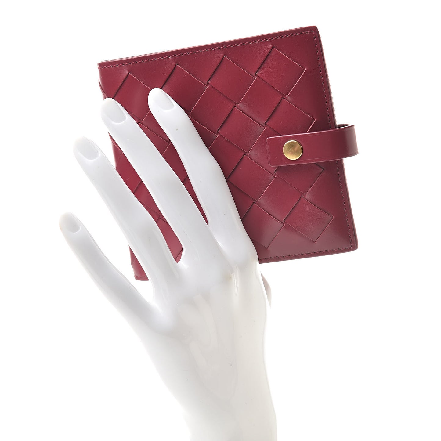 Glossy Woven Calfskin Wallet Bordeaux