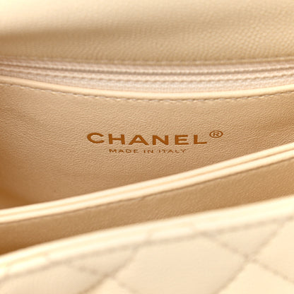 Chanel Caviar Elaphe Quilted Mini Coco Handle Flap Ivory 6 of 10