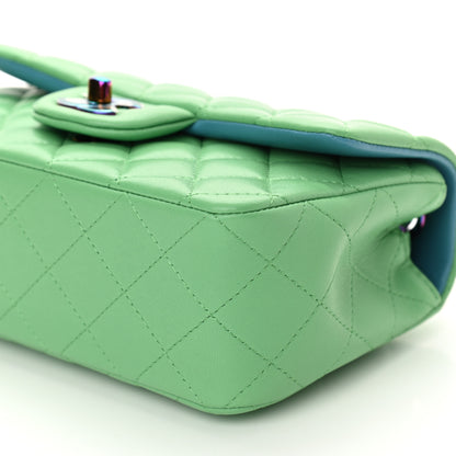 Chanel Lambskin Quilted Mini Rectangular Flap Green Blue 10 of 11