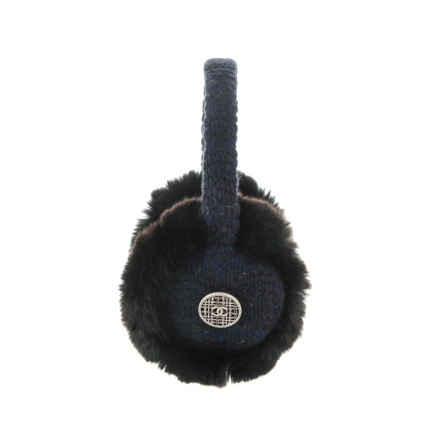 Rabbit Fur Tweed CC Earmuffs Blue Black