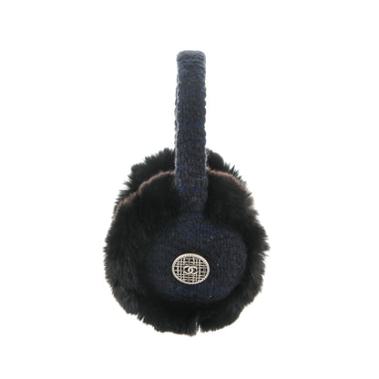 Chanel Rabbit Fur Tweed CC Earmuffs Blue Black 4 of 6