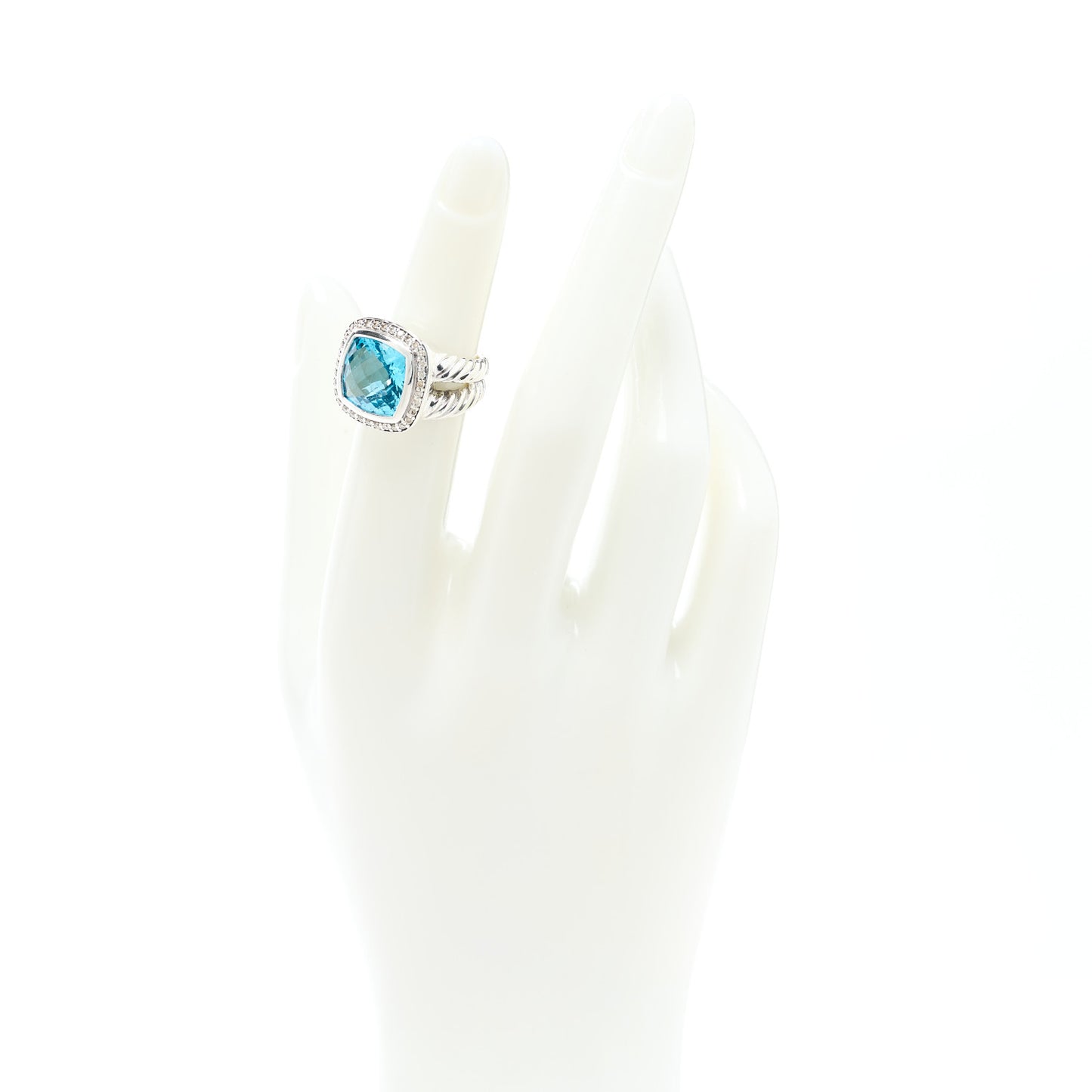 Sterling Silver Diamond Blue Topaz 11mm Albion Ring 47 4