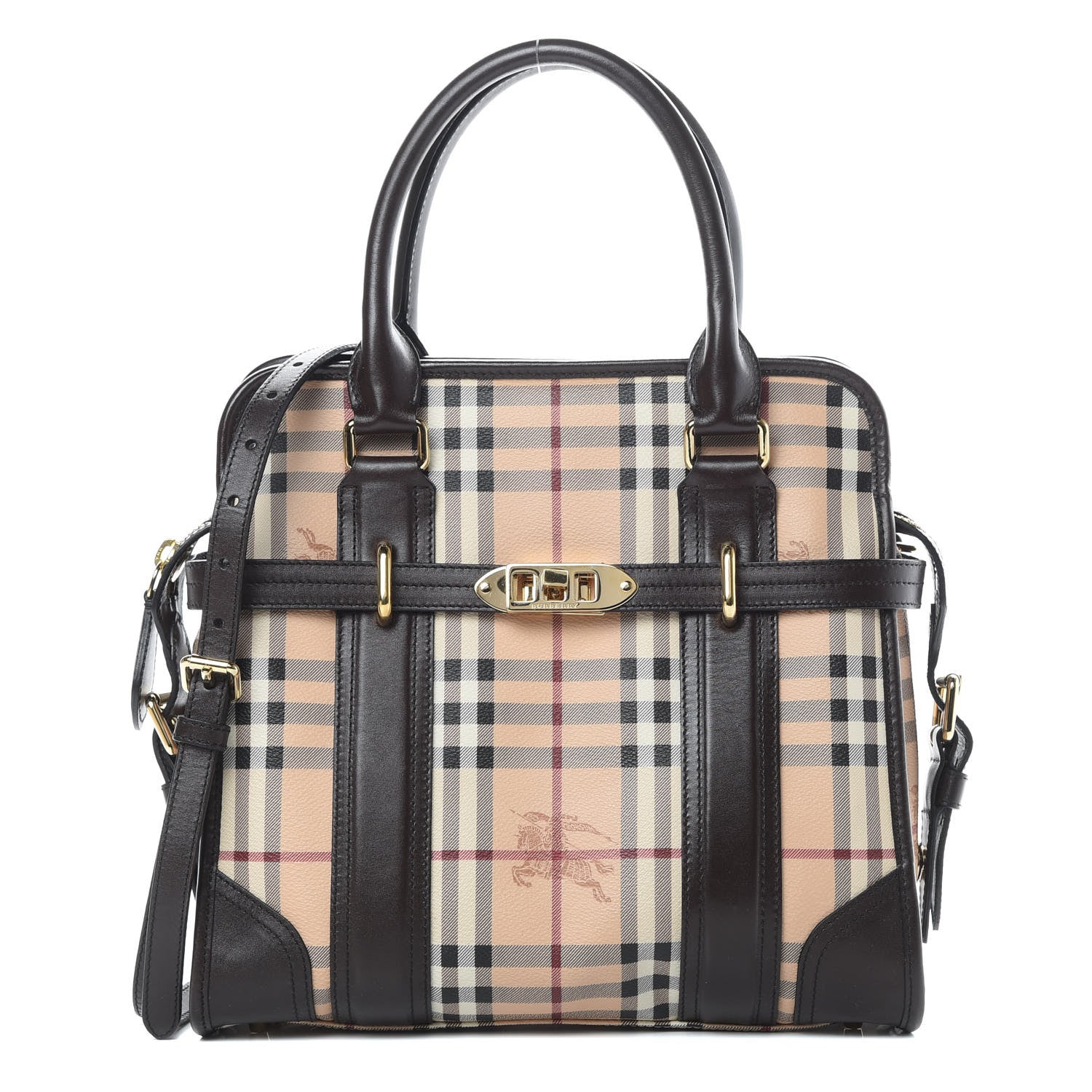 Burberry Haymarket Check Minford Portrait Tote Chocolate 1 of 15