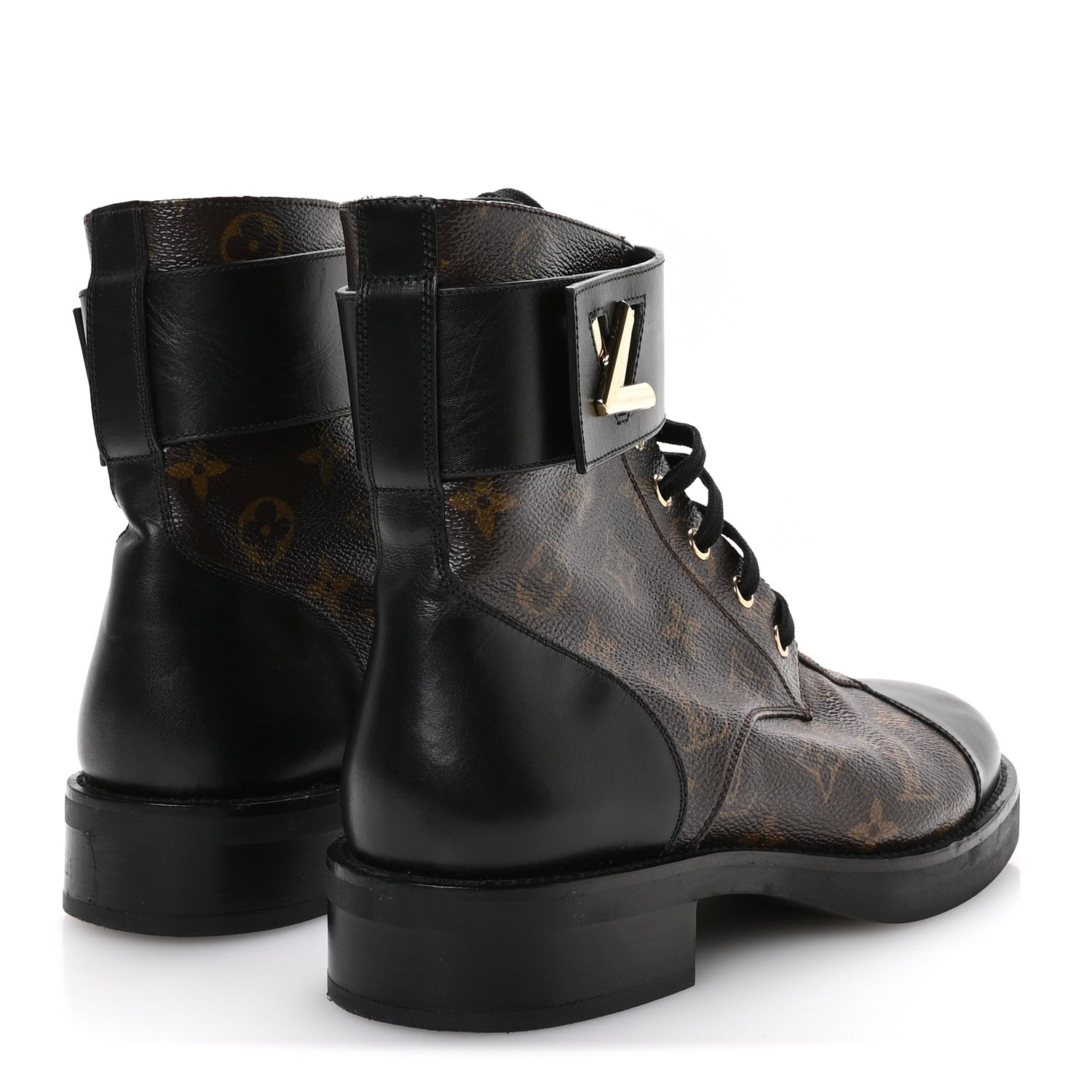 Louis Vuitton Calfskin Monogram Wonderland Flat Ranger Boots 39 Black 5 of 8